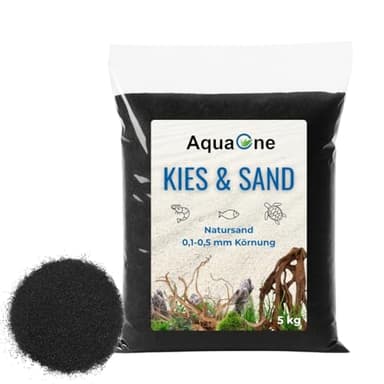 AquaOne Gravier pour aquarium 5 kg I Fond de sable noir clair multicolore fin moyen grossier I Gravier pour aquarium de qualité premium I Sable de quartz Gravier pour aquarium Décoration Aquascaping