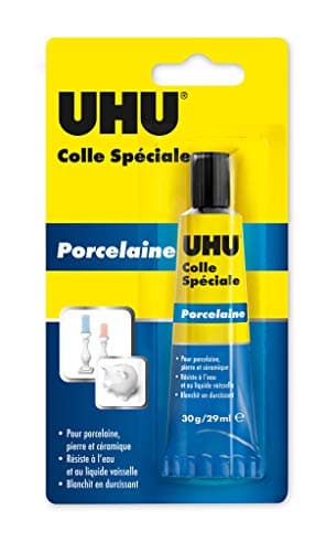 UHU Colle Spéciale - Porcelaine - Colle Et Répare Céramique Pierre Grès Céramique - Haute Adhérence - Résiste À La Chaleur Et Au Lave Vaisselle - Blanche - Tube 30 g