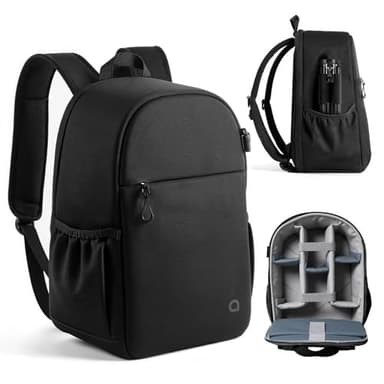 llano Sac à dos pour appareil photo reflex numérique/SLR/appareil photo sans miroir – Sac à dos imperméable avec compartiment pour ordinateur portable et support trépied Sac compact pour les voyages