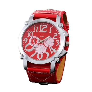 Zxarunas Montre-bracelet à quartz steampunk en cuir avec grand cadran rond, montre bracelet large est un excellent cadeau pour un anniversaire ou un festival