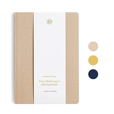 Intelligent Change Carnet de notes de qualité supérieure - Beige - Couverture rigide - Pour l'école et le travail - Bloc-notes vierge pour notes, listes de choses à faire et écriture créative