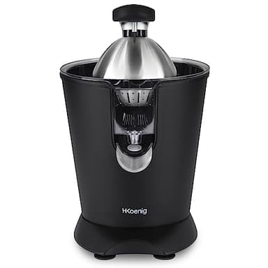 H.Koenig Presse-agrumes électrique professionnel à levier AGR82, inox, 160W puissant, bec anti-gouttes, compatible lave-vaisselle, Noir
