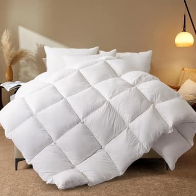 Whatsbedding Housse 100% coton Blanc d'oie plumes et duvet de canard Doudou, hypoallergénique. Toutes saisons Couette insérer ou autonomes Doudou King blanc