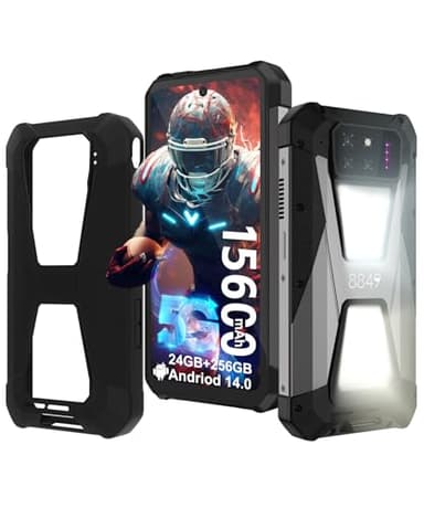 8849 Tank 3s 5G Telephone Portable Incassable 2024, Android 14 Dual SIM Smartphones Incassable Téléphone avec Projecteur, 24GO+256GO(1To Extensible), 15600mAh/Double Lampe de Camping/OTG/GPS