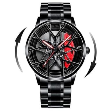 Mihawk 2022 Montre De Moyeu De Jante 3D Jante Roue de Voiture, 3D Montre tournante Sport éTanche Mouvement à Quartz Japonais Hommes Jante Moyeu Montre-Hommes Montre Sport éTanche M8