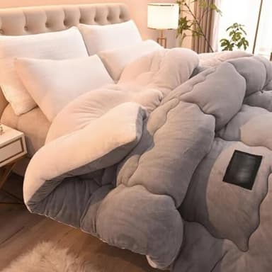 Couette Chaude Et Épaisse Couverture Laine 220x240 Couettes Réversible Lourde Lestée Couverture Hiver Chaude Lit 2 Personnes Edredon Gonflant Duvet(#4,150x200cm/3kg)