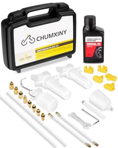 CHUMXINY Kit Purge Frein pour Shimano, TEKTRO, MAGURA Hydraulic Disc Series. kit Purge Frein Velo Comprenant des Raccords Métalliques et 150 ML de Liquide de Huile minérale.