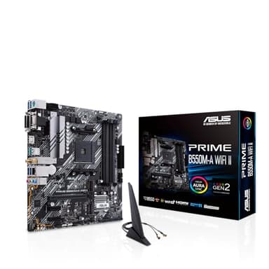 ASUS PRIME B550M-A WI-FI II – Carte mère AMD B550 Ryzen AM4 micro ATX (2 x M.2, PCIe 4.0, DDR4 4400, Intel WiFi 6, 1 Gb Ethernet, HDMI/D-Sub/DVI, USB 3.2 Gen 2 Type-A, Aura Sync RGB)