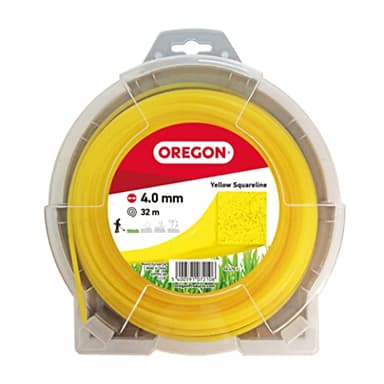 Fil de débroussailleuse Oregon Jaune Carré 4mm, Coupe herbes hautes, mauvaises herbes, végétation dense, Fil nylon haute résistance, compatible avec modèles standards, 4.0mm x 32m (69-478-Y)