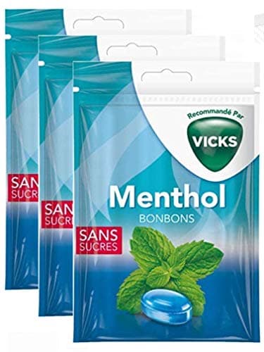 Bonbons Menthe 72 g Vicks - Sans SUCRE - Lot de 3 Paquets de 72g (3)