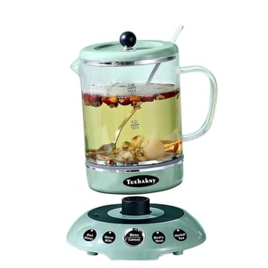 Mini bouilloire 400 ml en verre - Chauffe-tasse multifonction 4 en 1 avec base amovible, mémoire 5 minutes et idéale pour les voyages, le bureau, la résidence universitaire, 400 W