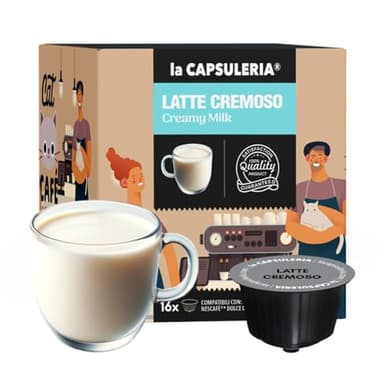 LAIT CRÉMEUX (96 Capsules) compatible avec Nescafé Dolce Gusto, Lot de 6 x 16 Capsules (96 portions tot) - la Capsuleria
