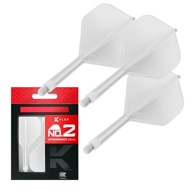 Target Darts K Flex Fléchettes et Arbres Intégrés, No.2 Blanc (Intermédiaire) | Pack de 3 Fléchettes Moulées K-Flex - No2, Kflex All in One Flèche et Tige de Fléchettes Moulées | Dart Accessories