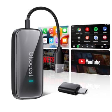 OTTOCAST Play2Video Ultra, 2026 Adaptateur automatique sans fil CarPlay et Android avec Netflix/YouTube/IPTV/Prime Video intégré, Android 12.0 Smart Car Entertainment AI Box pour véhicules CarPlay
