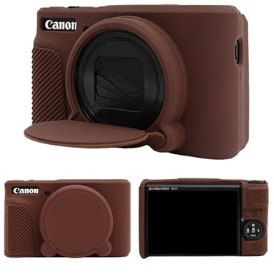 MUZIRI KINOKOO Étui en silicone compatible avec appareil photo numérique Canon Powershot SX740/SX730 HS - Housse de protection en caoutchouc souple avec couvercle d'objectif amovible - Antidérapant et