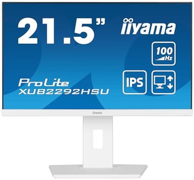 Ecran iiyama XUB2292HSU-W6 Prolite 21,5", Dalle IPS, 1920x1080 @100Hz, 0.4ms, 250 CD/m², 1000:1, Haut-parleurs, HDMI, DP, USB HUB (4x3.2), VESA, Pied réglable en Hauteur, i-Style Colour, TCO