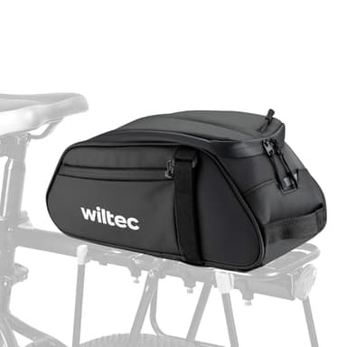 WilTec Sacoche étanche multifonctionnelle pour Porte-Bagages Noire – capacité 8 L – avec Compartiments bandoulière Housse de Pluie – pour vélos et vélos électriques – Sac de Bicyclette – Cyclisme