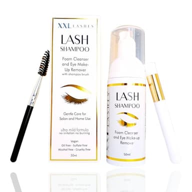 Shampooing pour extensions de cils, mousse nettoyante micellaire à la rose sauvage, avec embout moussant, soin des cils, y compris pinceau pour shampooing pour cils, pour maquillage et paupières-50 ml