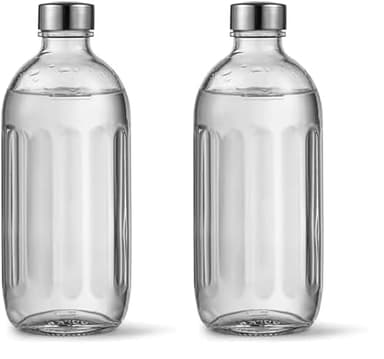 aarke Bouteille [uniquement compatible avec le carbonator PRO] en Verre pour Machine à Soda Carbonator Pro, détails en Acier, 80cl (Lot de 2)