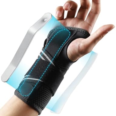 AGPTEK Attelle Poignet, Orthese Poignet Droit avec 2 Plaques en Aluminium, Idéal pour Syndrome du Canal Carpien, Tendinite, Arthrite & Entorses. Respirant, Confortable pour la Nuit, Droit, S/M