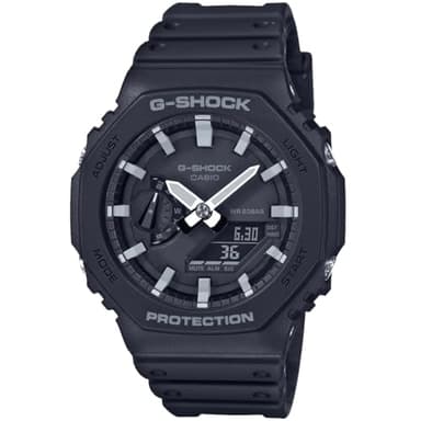 Casio Montre Quartz Homme 48.50mm avec Cadran Noir analogique/numérique et Bracelet en Plastic/Resin Strap Noir GA-2100-1AER