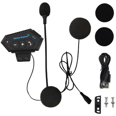 BT12 Bluetooth Casque, Kit Intercom Parleurs-Haut, Accessoires Casque Moto avec Appels Main Libre et Fonction Bruit Réduction,Écouteur Sans-Fil pour Scooter, Vélo, Ski, Équitation, Escalade, Cyclisme