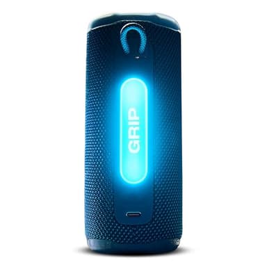 JBL Grip, Enceinte Bluetooth compacte, AI Sound Boost, étanche et resistante à la poussière IP68, éclairage d’Ambiance, 14 h d’autonomie, Connexion Multi-Enceintes Auracast, app JBL Portable, Bleu