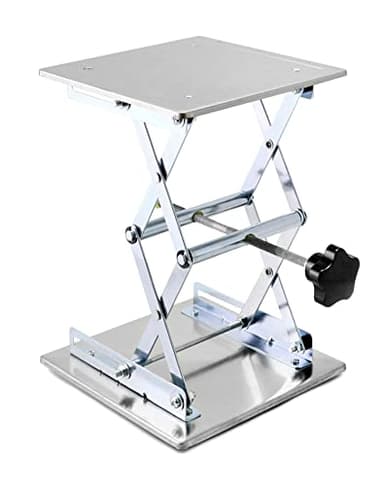 QWORK® Table Élévatrice de Laboratoire, 200 x 200mm Plateforme Elevatrice a Ciseaux en Acier Inoxydable pour Expériences de Laboratoire Charge Maximale 15KG