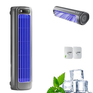 Shirem Rafraichisseur d'Air Silencieux, Mini Climatiseur Mobile, Portable Refroidisseur d'Air 3 Vitesses, USB Rechargeable, pour Chambre, Bureau, Maison (Grey)