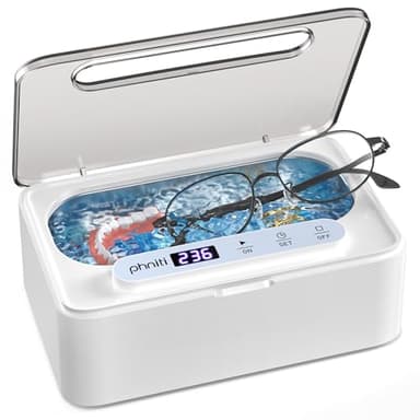 Phniti Nettoyeur Ultrasons avec 330ml Bac a Ultrason, 47KHz Nettoyeur Ultrason Lunettes avec 3 Réglages de Temps, Portable Ultrasonic Cleaner pour Bijoux, Lunettes, Diamants, Dentiers, Montres