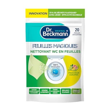 Dr. Beckmann - Nettoyant WC En Feuilles Magiques - Produit Toilette Puissant Contre La Saleté et Le Calcaire - Désodorisant WC Qui Élimine les Mauvaises Odeurs - Fraicheur Agrumes x 20 Feuilles