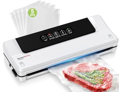 Bonsenkitchen Machine Sous Vide Alimentaire - Appareil de Mise Sous Vide pour La Cuisson Sous Vide et La Conservation des Aliments Frais, Y 5 Compris Les Sacs Sous Vide