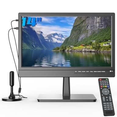 ZOSHING Petits Téléviseurs 14 Pouces(34cm),1080P Screen TV,avec Digital TNT et Antenne,HDMI USB et VGA Ports,DC-12V in pour Camping-Car/Moniteur/Cuisine