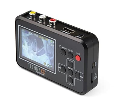 Technaxx Rétro Vidéo Numériseur TX-182 avec écran de 6 cm pour Video8, Hi8, SVHS, VHS, VCD, DVD, VCR, DV - Vidéos Directement sur Carte mémoire, numérisez Vos Anciens Films Facilement et Rapidement