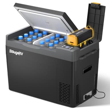 BougeRV CRPRO 29L Glacière à Compression 12V avec Batterie 277Wh, Réfrigérateur de Voiture (-22℃~10℃), Frigo Portable 12/24V DC & 110-240V AC pour Voiture, Camping, Voyage, Noir