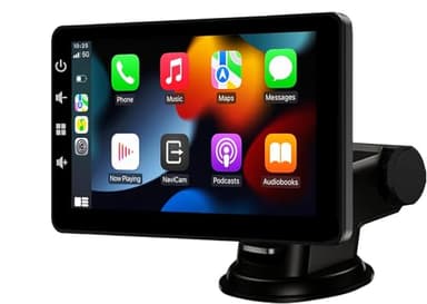Autoradio Carplay et Android Auto sans Fil: Ecran Tactile Portable 7 Pouces pour Voiture avec Miroir Link - Ecran Carplay avec Commande par Assistant Vocal/AUX/TF/Bluetooth pour Tous Les Vehicules