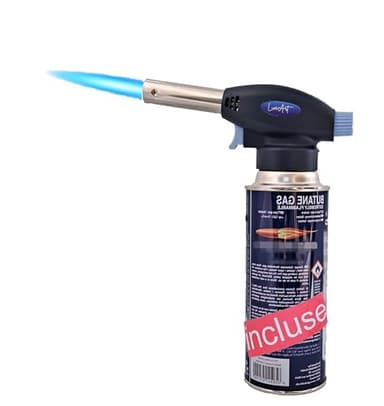 LuxéArt - Lot Chalumeau de cuisine + cartouche gaz incluse. Flamme réglable. Idéal pour pâtisserie, barbecue, feu, soudure, camping, cheminée, bricolage.