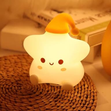 Fanimyholy Étoilée Veilleuse pour Enfants, Star Lampe pour Bébé, Veilleuse Bébé en Silicone 7 Couleurs, Rechargeable via USB, Surface Douce au Toucher, éclairage Tamisé pour Bercer les Enfants