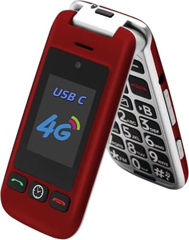artfone G6 Pro 4G Telephone Portable Senior Débloqué丨Téléphone Portable à Clapet avec Grandes Touches丨Bouton SOS丨Double écran丨Station de Charge丨Appareil Photo丨Radio FM丨Appel Rapide - Rouge