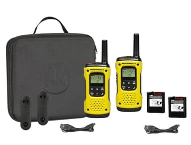 MOTOROLA Solutions - Lot de 2 Talkie Walkies - TALKABOUT T92 - PMR446 - Noir/Jaune - Longue portée -Indice IP67 - Fonctionnent avec Batterie