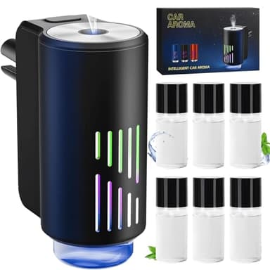 Électrique Diffuseur Voiture avec 6 parfums, Sent Bon Diffuseur Électrique, Atomiseur Ultrasonique, 3 Modes, on/Off Automatique, Batterie Intégrée, Parfum Français Pendant 12 mois CFK-6Z
