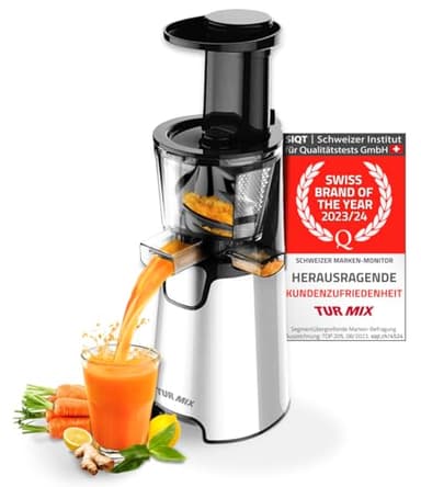 TURMIX CX 680 extracteur de jus de fruits et légumes a froid 150W – machine a jus Silencieux, compact et facile à nettoyer avec 3 filtres interchangeables, sans BPA
