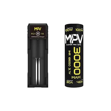 Pack Chargeur FC1 USB 1A avec 1 Pile Rechargeable MPV, formats 18650 ou 21700, capacités 2600 à 6000 mAh + Goodies Born To Vape (18650 3000mah)