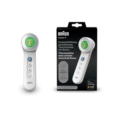 Braun Sensian 7 Thermomètre frontal sans contact | Technologie Age Precision | 3-en-1 |Écran numérique avec code couleur | Convient aux bébés et aux enfants | Marque #1 auprès des médecins(1) | BNT400