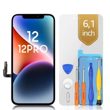 bokman Écran pour iPhone 12 & 12 Pro, FHD 6,1 Pouces Affichage et Remplacement de l'écran Tactile (Face ID, True Tone Programmable)