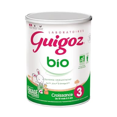 GUIGOZ BIO 3 Croissance - Lait de croissance en poudre de 10 mois à 3 ans - Boîte de 800g