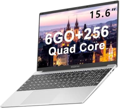 Ordinateur PC portable 15.6 pouces 6+256Go Win11 Celeron J4105 Support 1 To | Expansion 2.4G+5G WiFi Bluetooth 4.2 USB HDMI 1920 x 1080 FHD avec souris sans fil & Membrane de clavier AZERTY - Gris