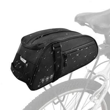 Samlonge Sacoche Velo 3 en 1 Sacoche Velo Porte Bagage Arriere étanche Sac Velo avec Poignée et Bandoulière Sac à Dos Sacoche de vélo pour Porte-Bagages VTT Imperméable, Capacité De 8 litres, Noir