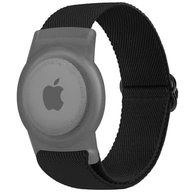 Vancle Bracelet Airtag Enfants, Nylon élastique Bracelet de Rechange, Coque Résistant aux Rayures, Facile à Porter, Couverture de Protection en Nylon élastique pour Enfants et âgés, Noir