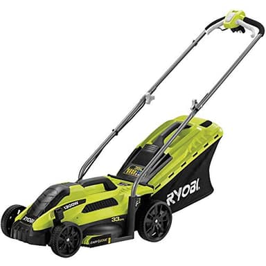 Tondeuse électrique RYOBI 1300W Coupe 33cm RLM13E33S - Bac de 35L, réglage centralisé de la Hauteur, 2-en-1 ramassage et Mulching, Ergonomique, idéale pour Jardins jusqu'à 300 m².